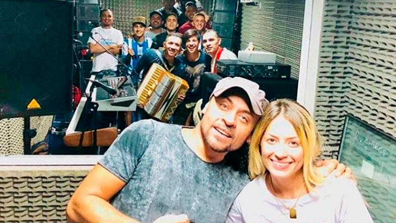 Hugo Dante y Magui Olave compartieron un momento agradable en el ensayo.