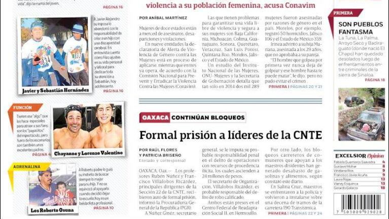 "Humillados" tituló Excelsior.