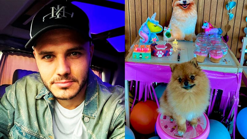 Icardi y sus hijas le festejaron el cumpleaños a su perrita Carla.