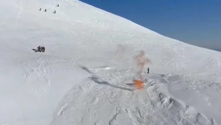 Imagen desde el helicóptero que rescató al argentino el sábado pasado.