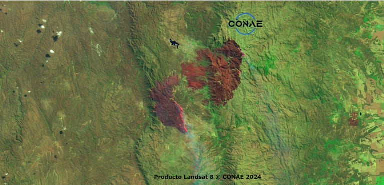 Imagen satelital del fuego en Córdoba (21 de septiembre)