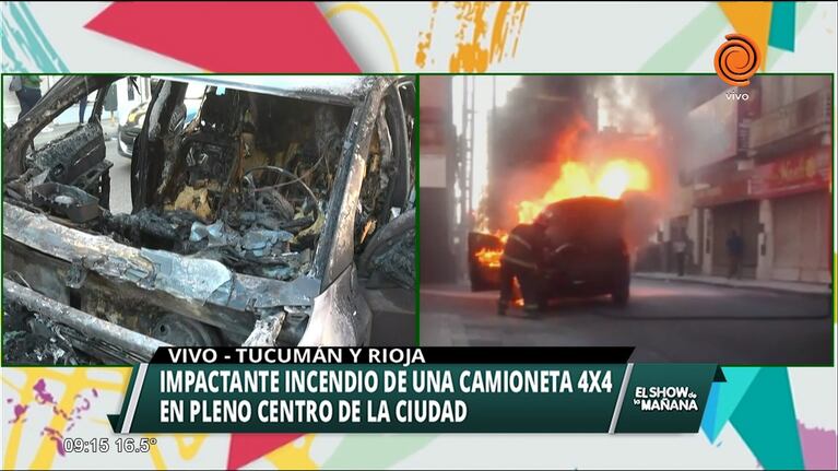 Impactante incendio de una camioneta
