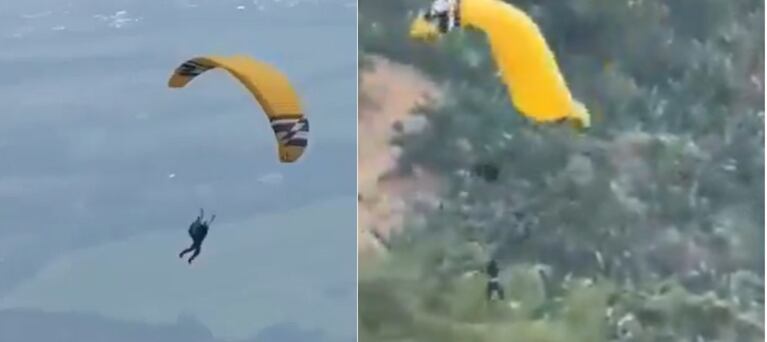 Impactante video: una mujer saltó en un parapente, cayó al vacío y murió