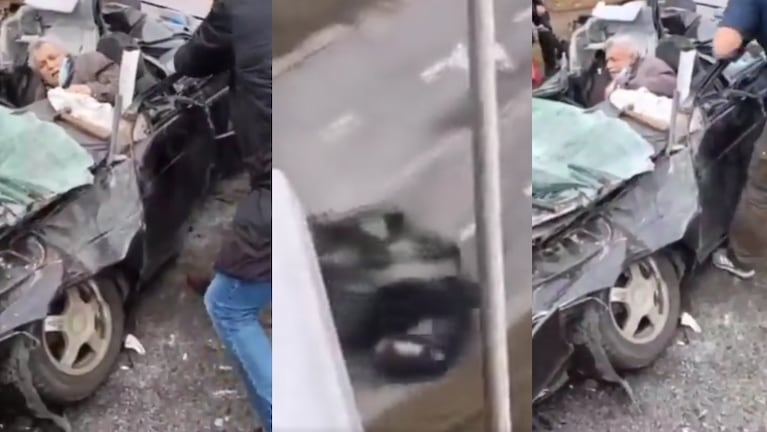 Impactantes imágenes del rescate de un conductor aplastado por un tanque. Foto: Twitter
