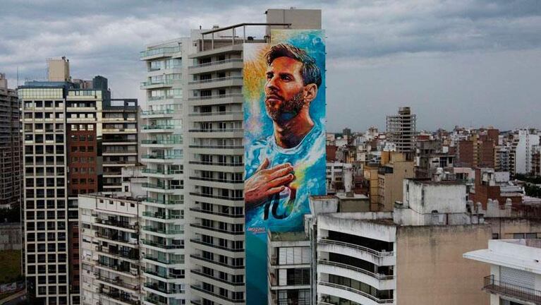 Imponente: así es el mural más grande de Messi que inauguraron en Rosario