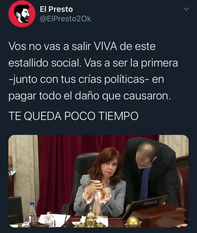 Imputaron al periodista que amenazó por Twitter a Cristina Kirchner
