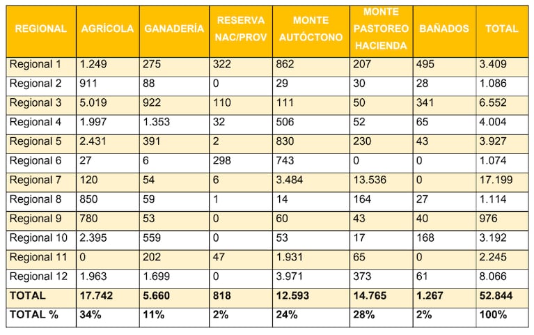 Incendios en Córdoba: hectáreas afectadas por regionales.