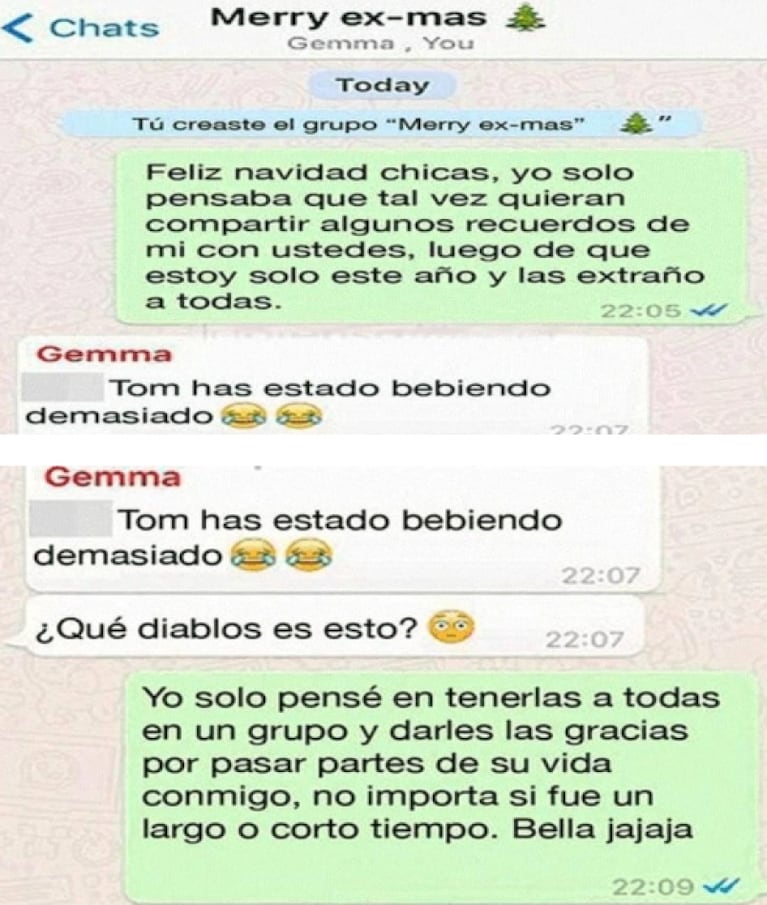 ¡Insólito grupo de WhatsApp! Creó un chat con sus exnovias y terminó todo mal