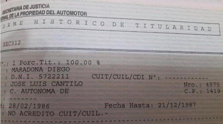 Insólito precio por un auto de Maradona de 1986 