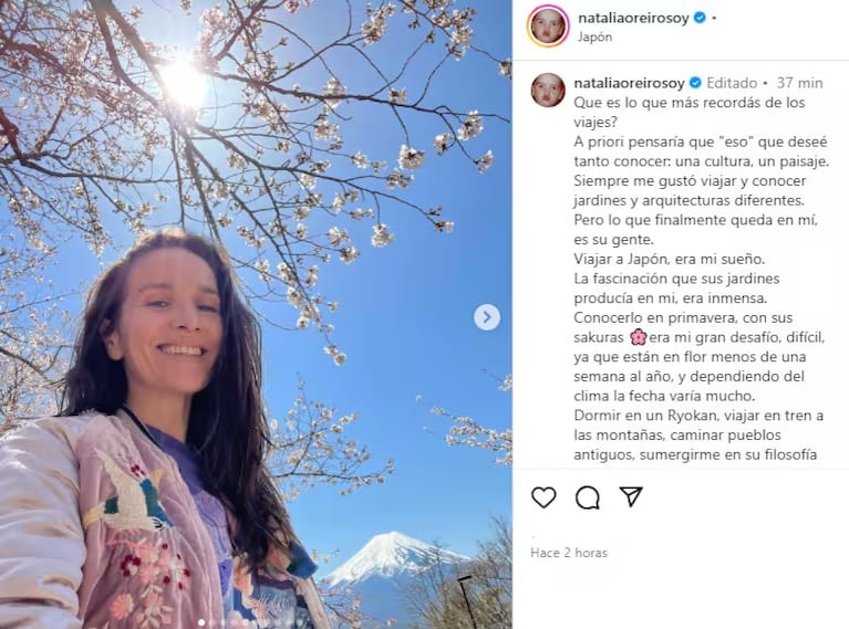Instagram posteo de Natalia Oreiro.