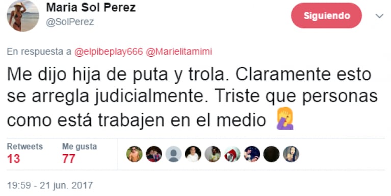 Insultos y gritos entre Sol Pérez y Mimi