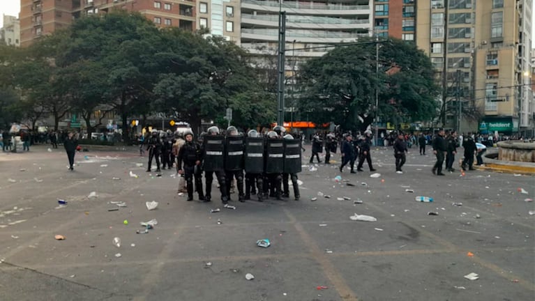 Intervención policial durante los festejos por la Selección en Córdoba.
