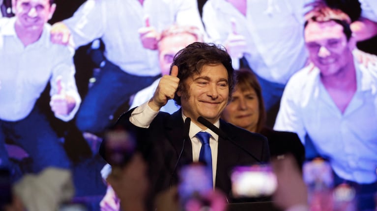 Javier Milei celebró el amplio triunfo de La Libertad Avanza.