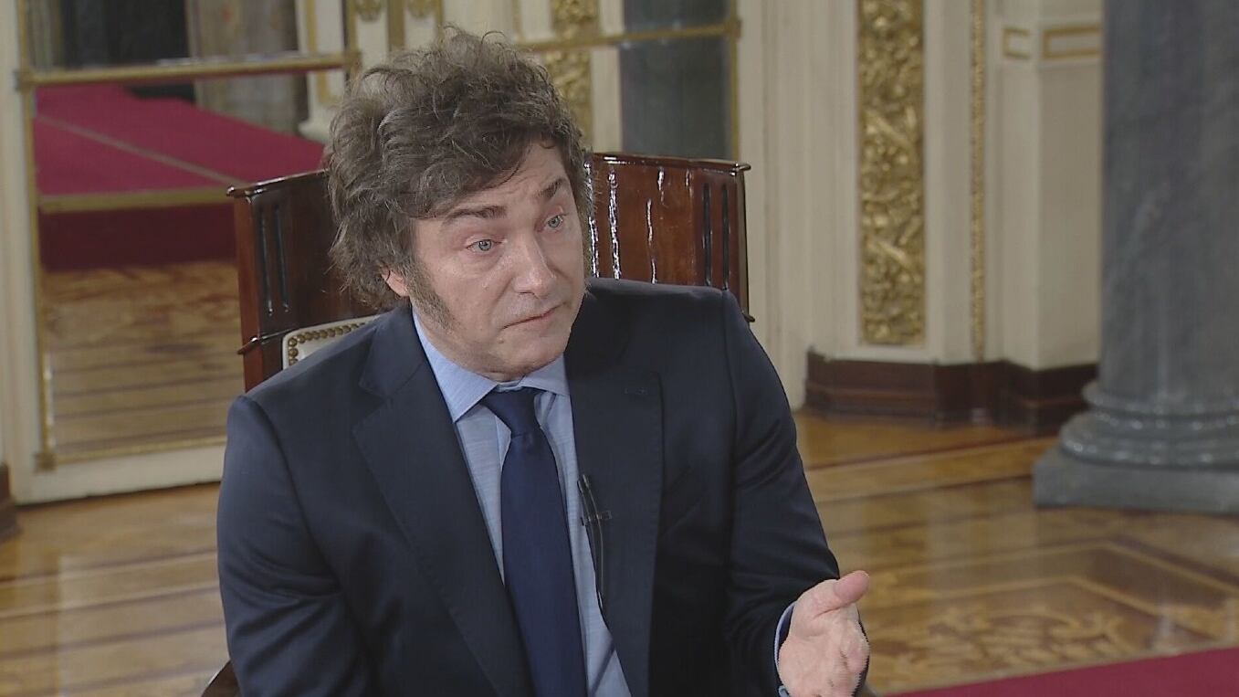 Javier Milei durante la entrevista con Jonatan Viale. (Foto: captura TN)