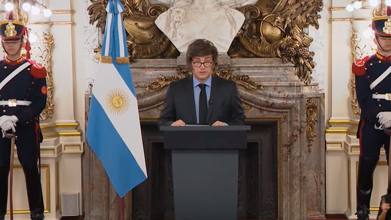 Javier Milei en cadena nacional.