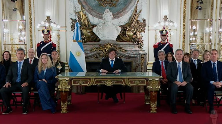 Javier Milei en cadena nacional sobre la causa Malvinas.