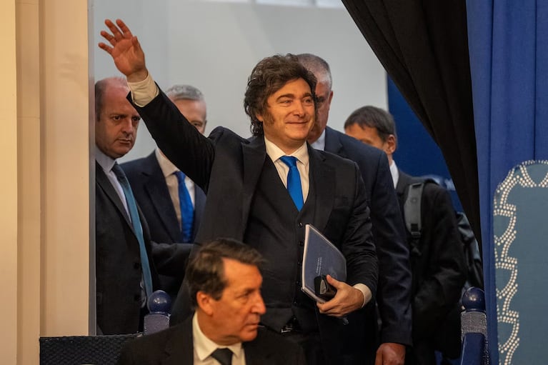 Javier Milei en Estados Unidos habló sobre la guerra de Estados Unidos. El presidente Milei en la universidad de Yeshiva. Foto: REUTERS/David 'Dee' Delgado