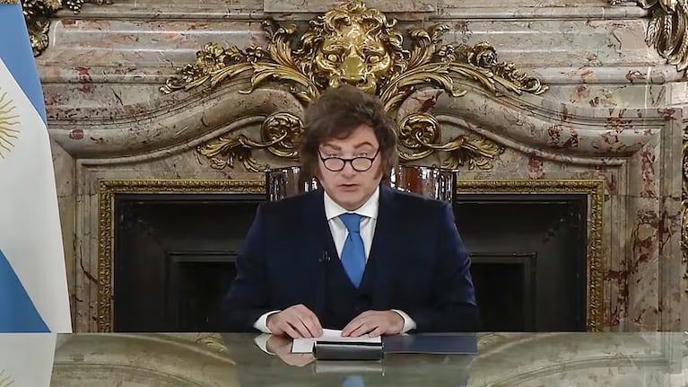 Javier Milei en la cadena nacional de este jueves.