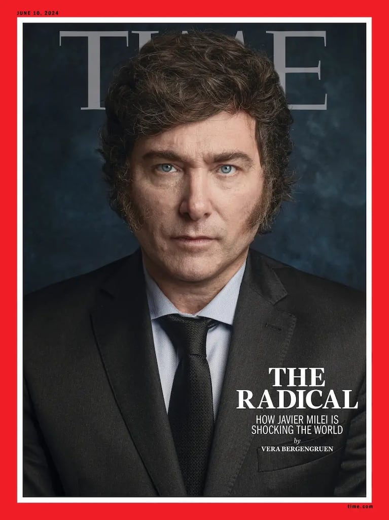 Javier Milei en la tapa de la revista Time. (Foto: gentileza Time).