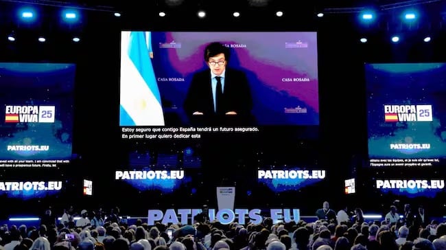 Javier Milei en un acto de vox en Madrid.