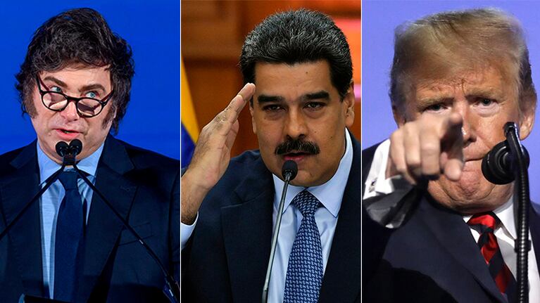 Javier Milei, Nicolás Maduro y Donald Trump.