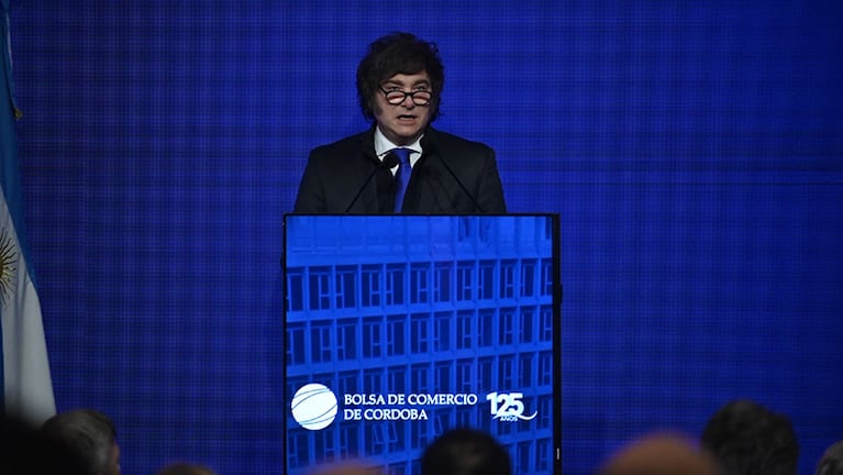 Javier Milei vuelve a la Bolsa de Comercio de Córdoba.