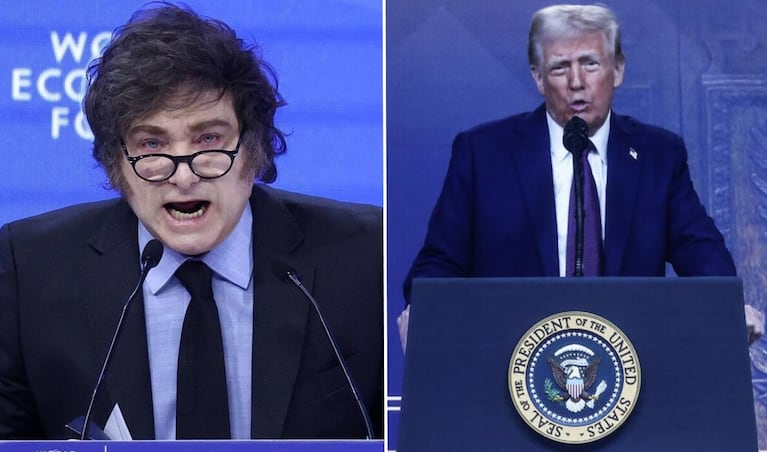 Javier Milei y Donald Trump en el Foro de Davos. 