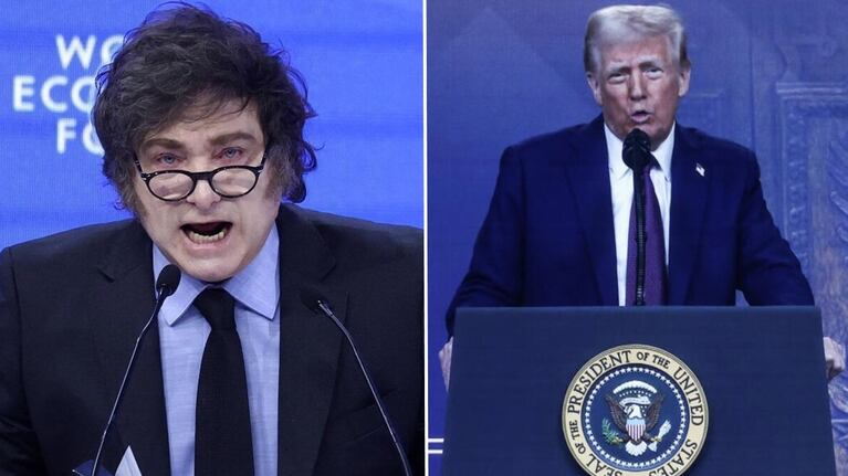 Javier Milei y Donald Trump en el Foro de Davos.