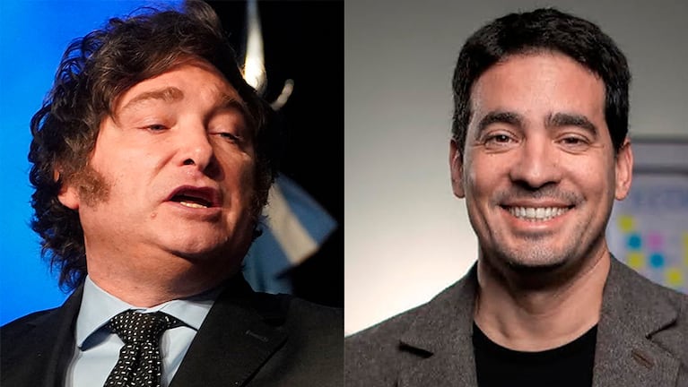 Javier Milei y el nuevo vocero presidencial, Adrián Ravier.