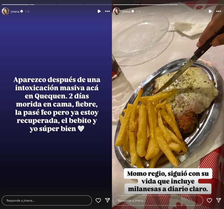 Jimena Barón contó que estuvo intoxicada por dos días. (Foto: Instagram/@jmena)