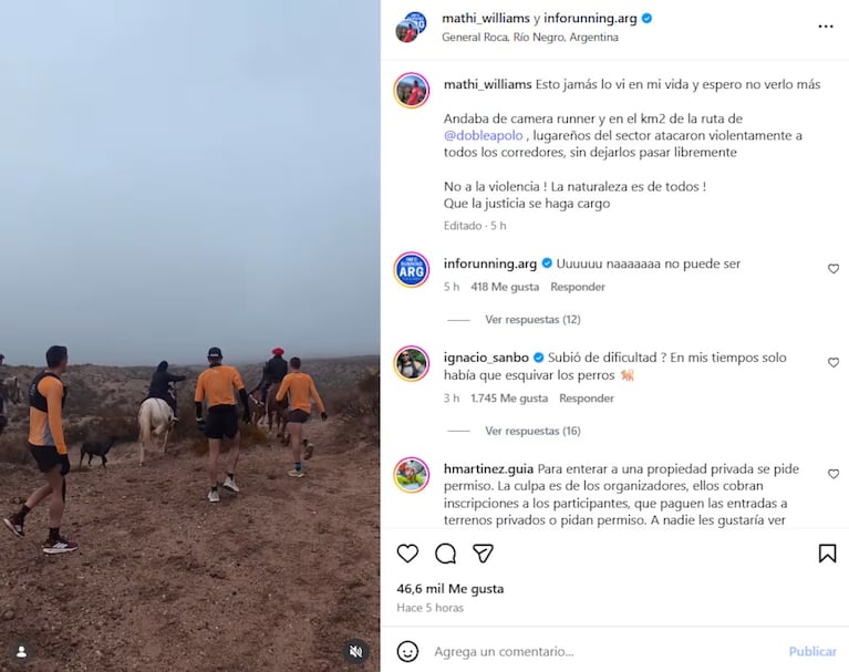Jinetes atacaron con piedras y boleadoras a “runners” en plena competencia: el video