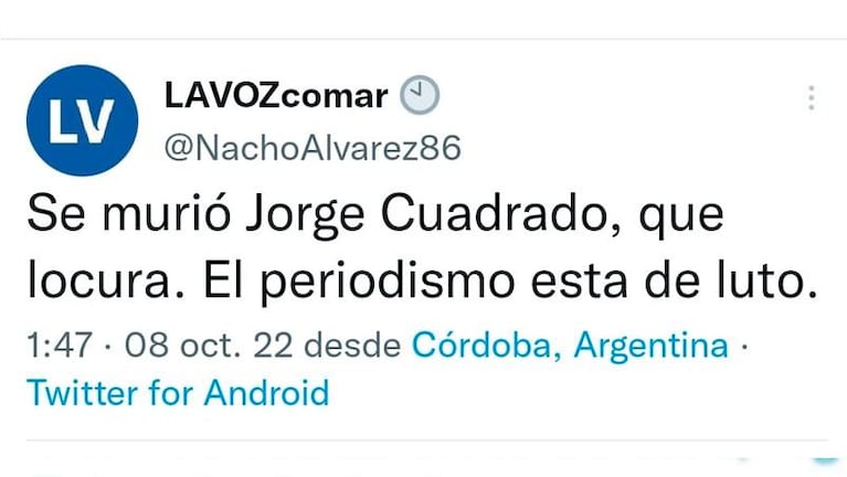 Jorge Cuadrado fue víctima de una cruel y falsa serie de tuits sobre su muerte