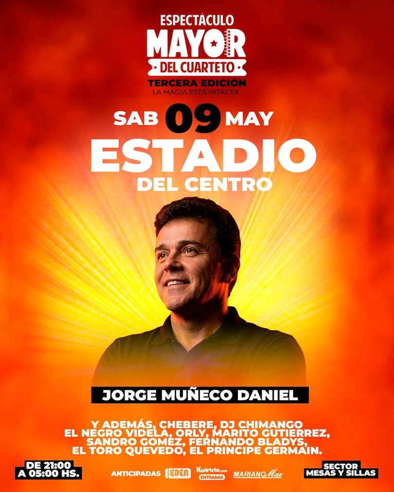 Jorge "Muñeco" Daniel se suma al Espectáculo Mayor del Cuarteto.