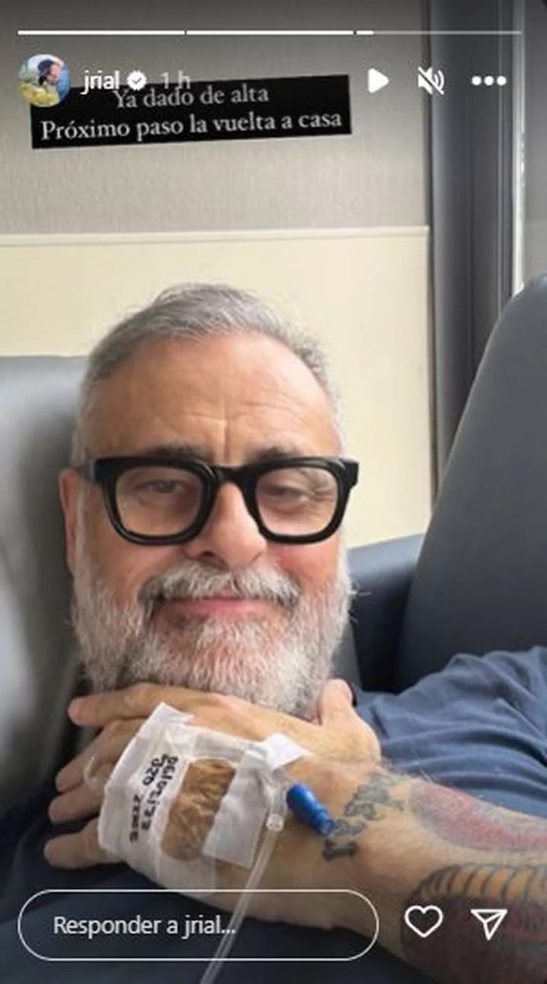 Jorge Rial publicó la primera selfie tras su infarto en Colombia