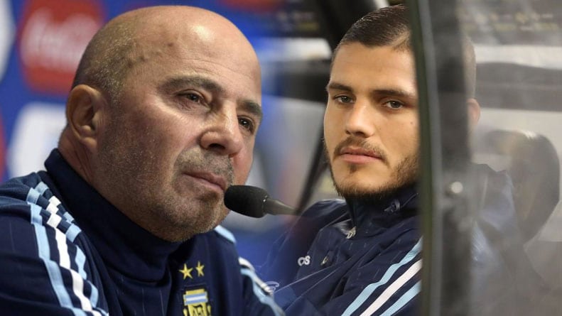 Jorge Sampaoli y Mauro Icardi no compartirían el banco en Rusia.