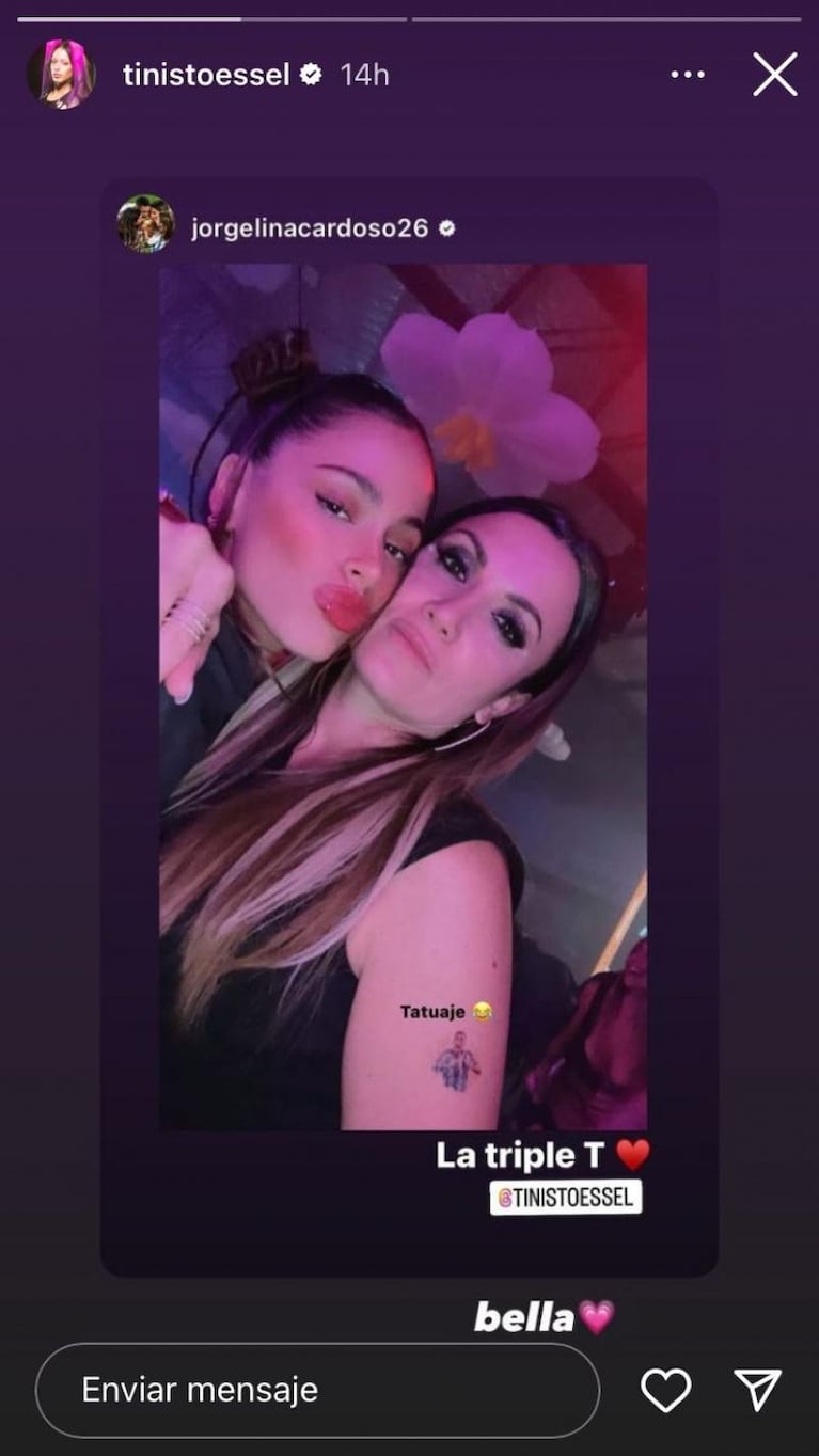 Jorgelina Cardoso publicó una foto con Tini: la buena onda entre las mujeres de la Scaloneta