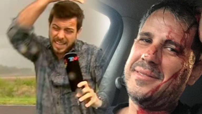 José Bianco y Matías Rebella de TN la pasaron mal durante una tormenta de granizo.