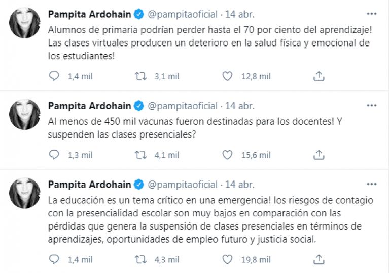 Jose María Listorti apuntó contra Pampita luego de sus críticas al cierre de escuelas