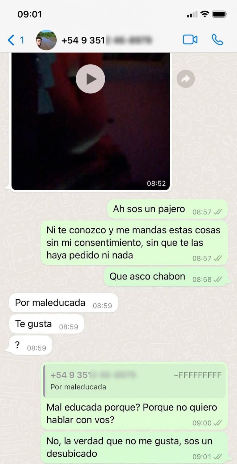 Joven cordobesa denunció acoso sexual y amenazas por Whatsapp: los mensajes del agresor