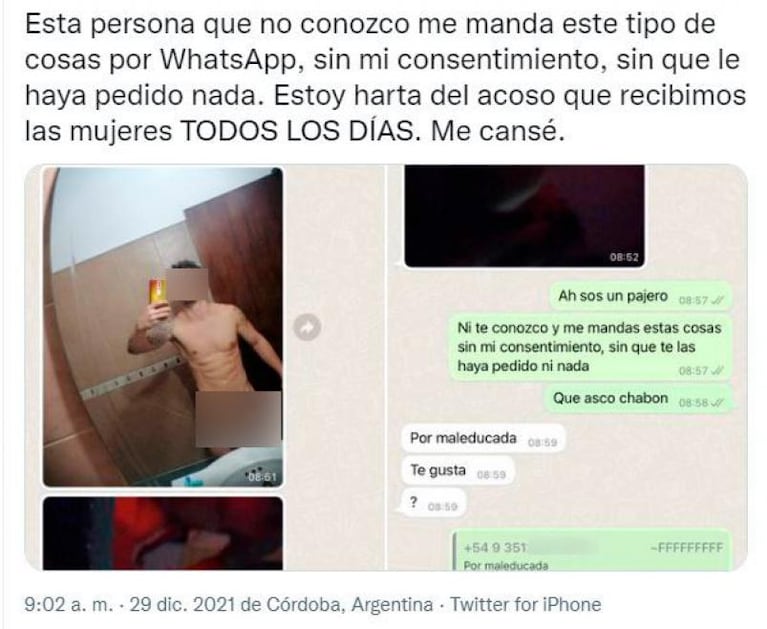 Joven cordobesa denunció acoso sexual y amenazas por Whatsapp: los mensajes del agresor