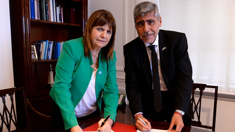 Juan Pablo Quinteros y Patricia Bullrich antes de la visita a Córdoba.