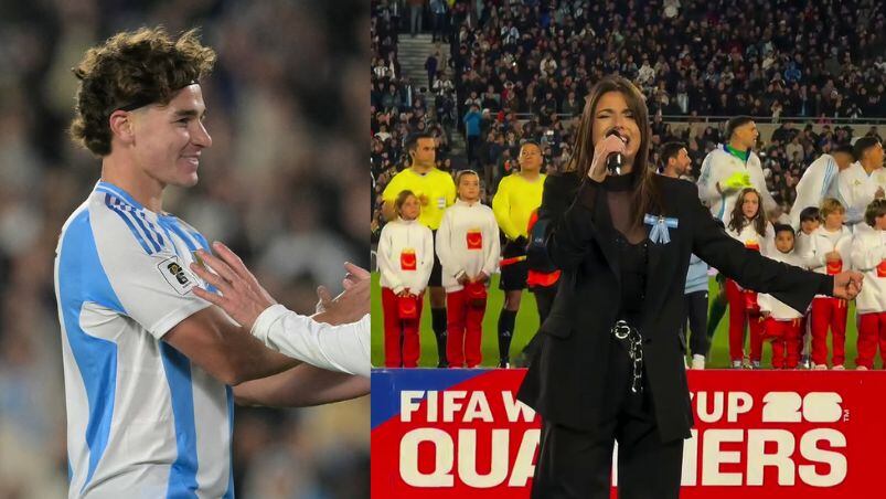 Julián Álvarez elogió el himno de Euge Quevedo en el último partido oficial de Messi
