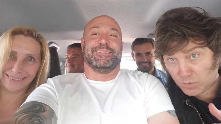 Karina y Javier Milei junto a Diego Spagnuolo.