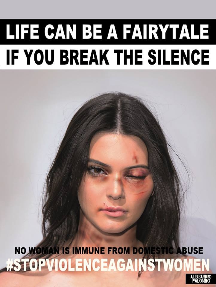 Kendall Jenner . Romper con el silencio. “Basta de violencia” dice la campaña. 