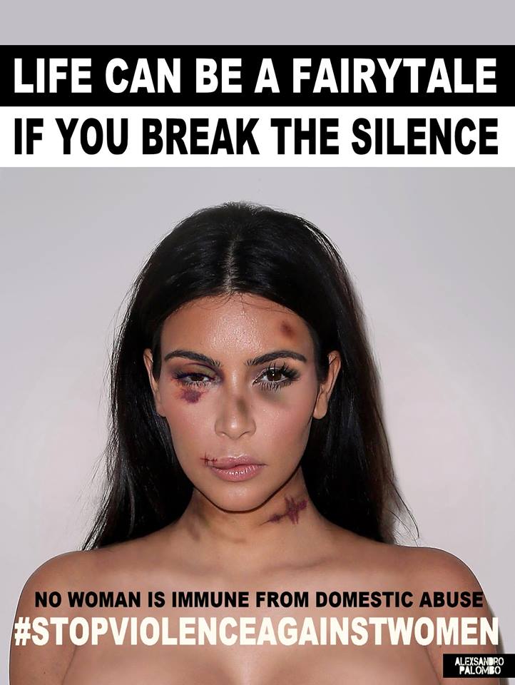 Kim Kardashian. Romper con el silencio. “Basta de violencia” dice la campaña. 