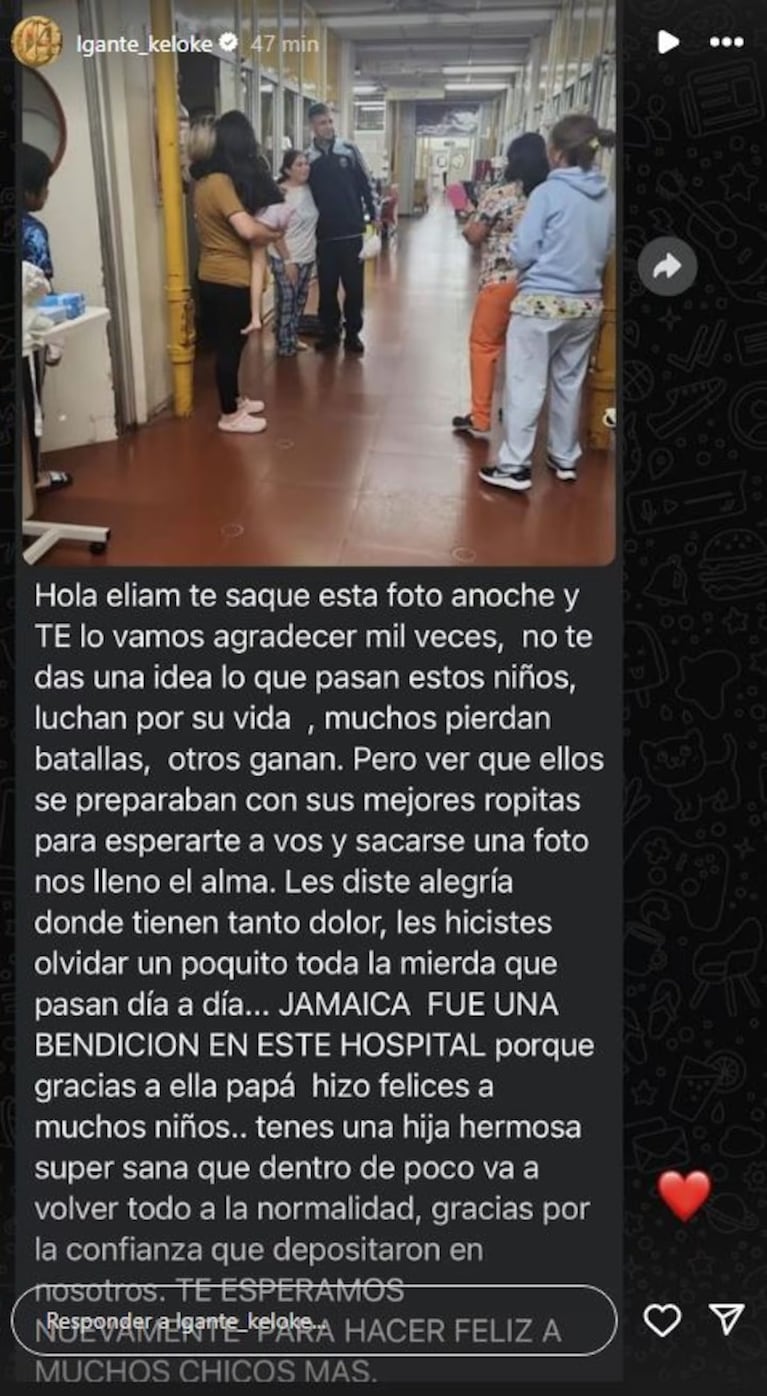 L-Gante fue a visitar a su hija Jamaica y revolucionó el hospital con un gesto solidario