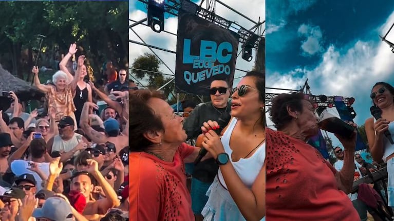 La abuela cuartetera fue ovacionada en el escenario junto a Euge Quevedo y el Keso.