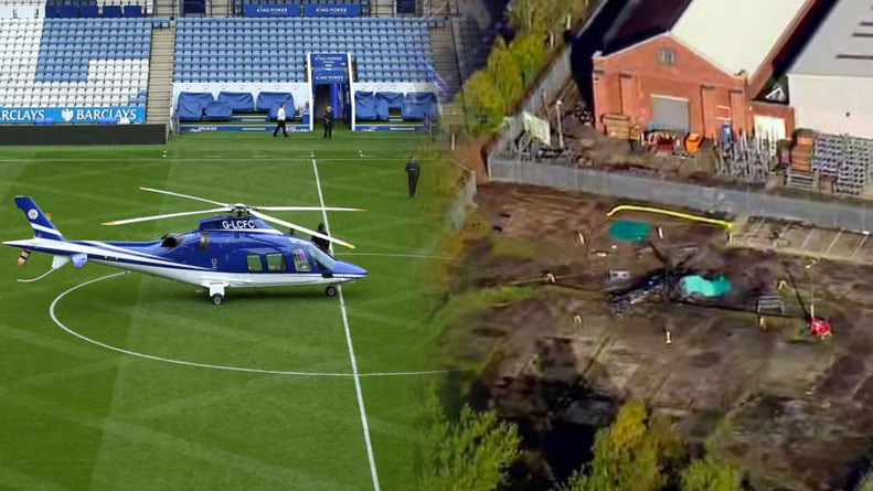 La aeronave cayó sobre el estacionamiento del King Power Stadium. / Foto: AP