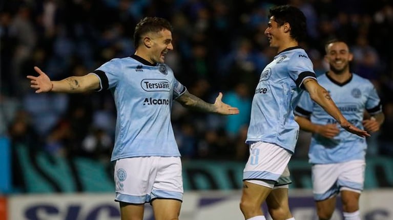 La alegría del goleador. Foto: Prensa Belgrano.