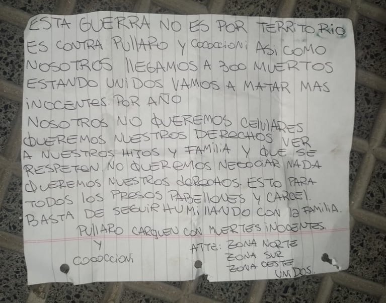 La amenazante nota que dejaron los autores del crimen del playero en Rosario.